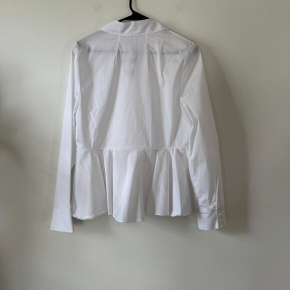 Milly Stretch Poplin Peplum Top in White - Picture 2 of 10